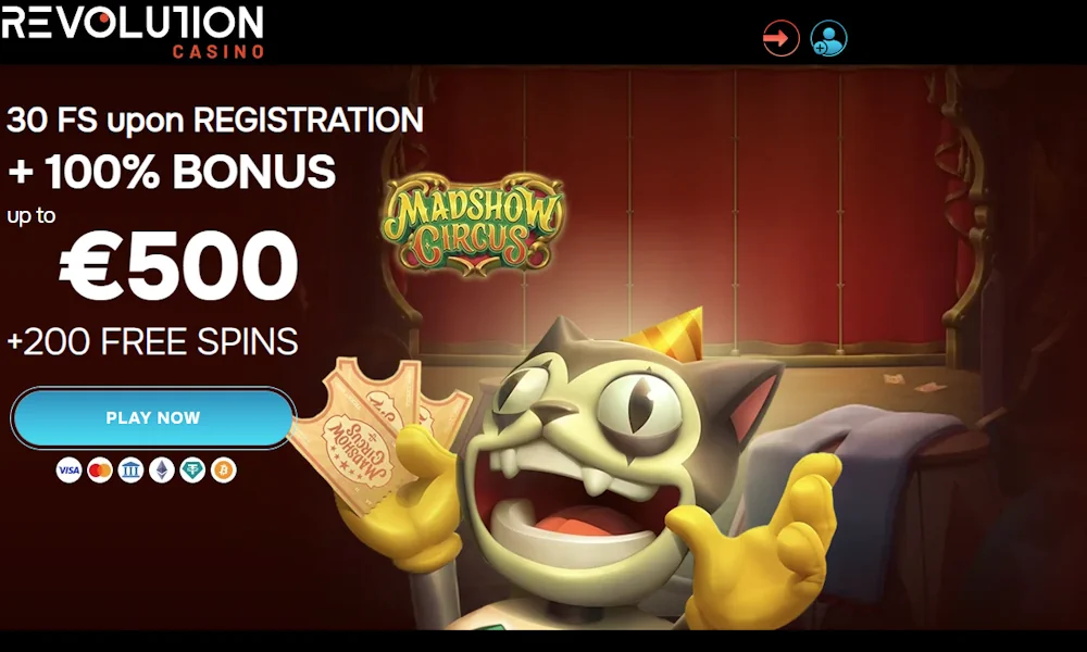 Bonus uten innskudd av Revolution casino