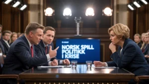 Et fotografi som viser en høytidelig politisk debatt som utspiller seg i Stortinget