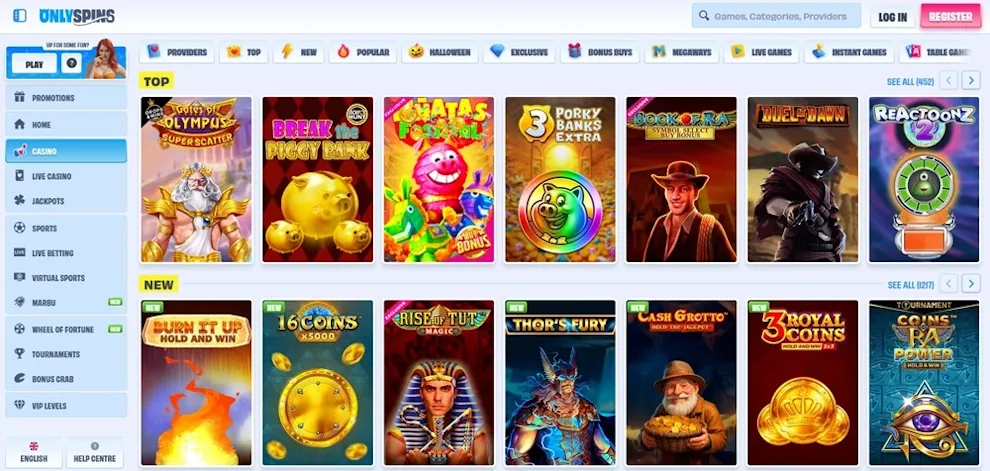 Lobby av OnlySpins